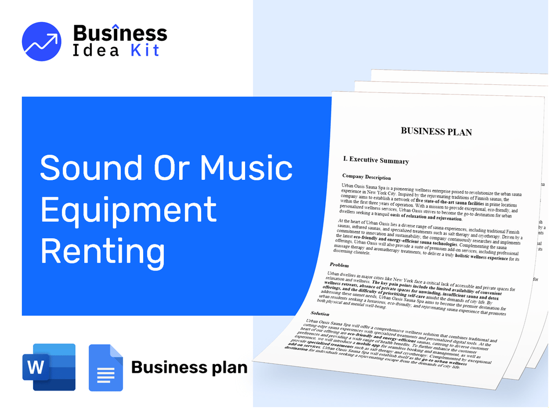 Sound Or Music Equipment Renting Business Plan Example