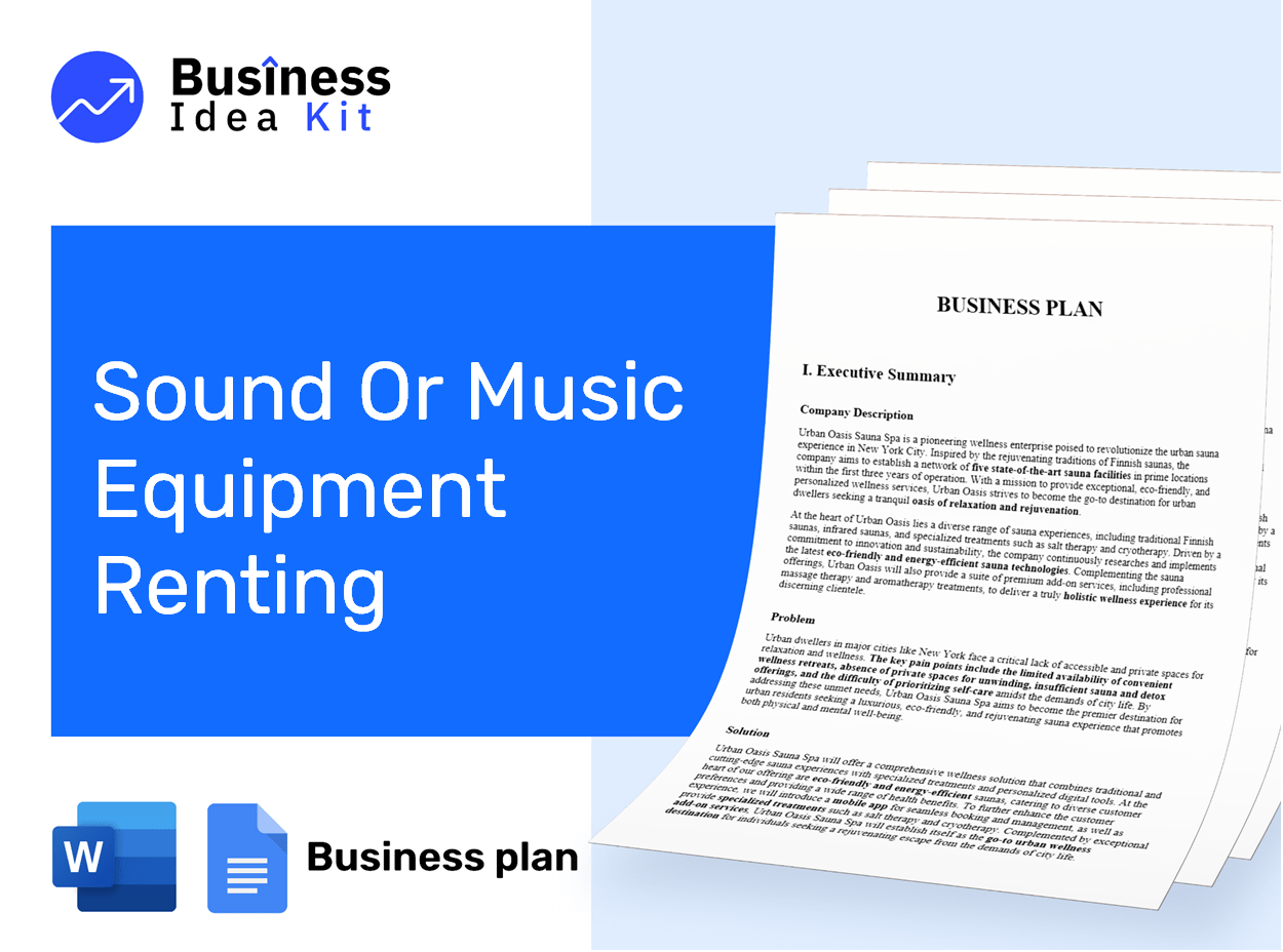 Sound Or Music Equipment Renting Business Plan Example