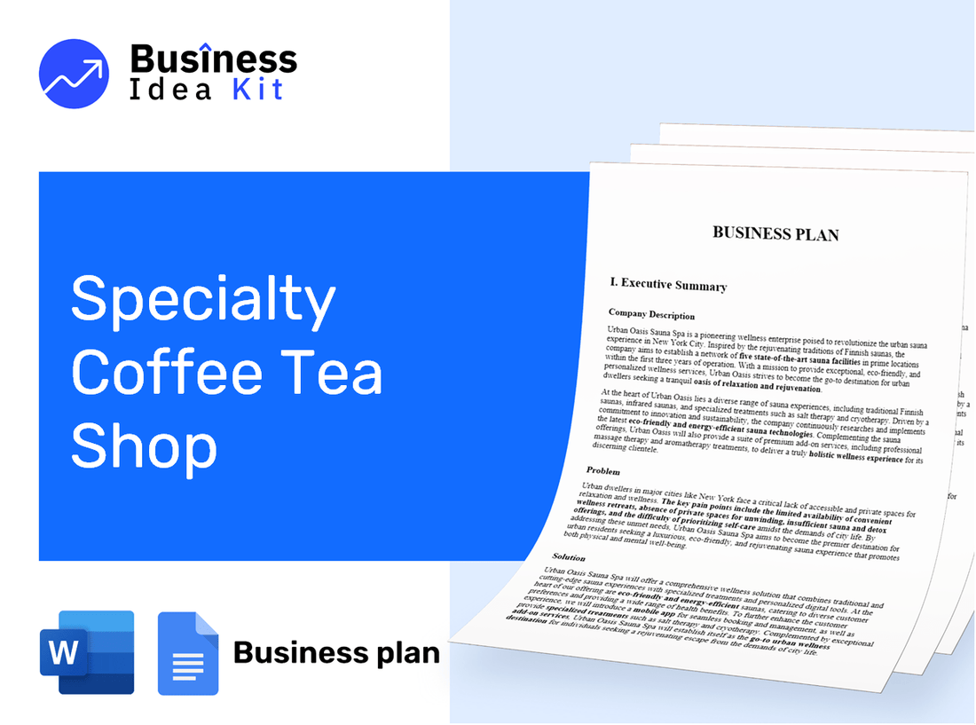 Specialty Coffee Tea Shop Business Plan Example