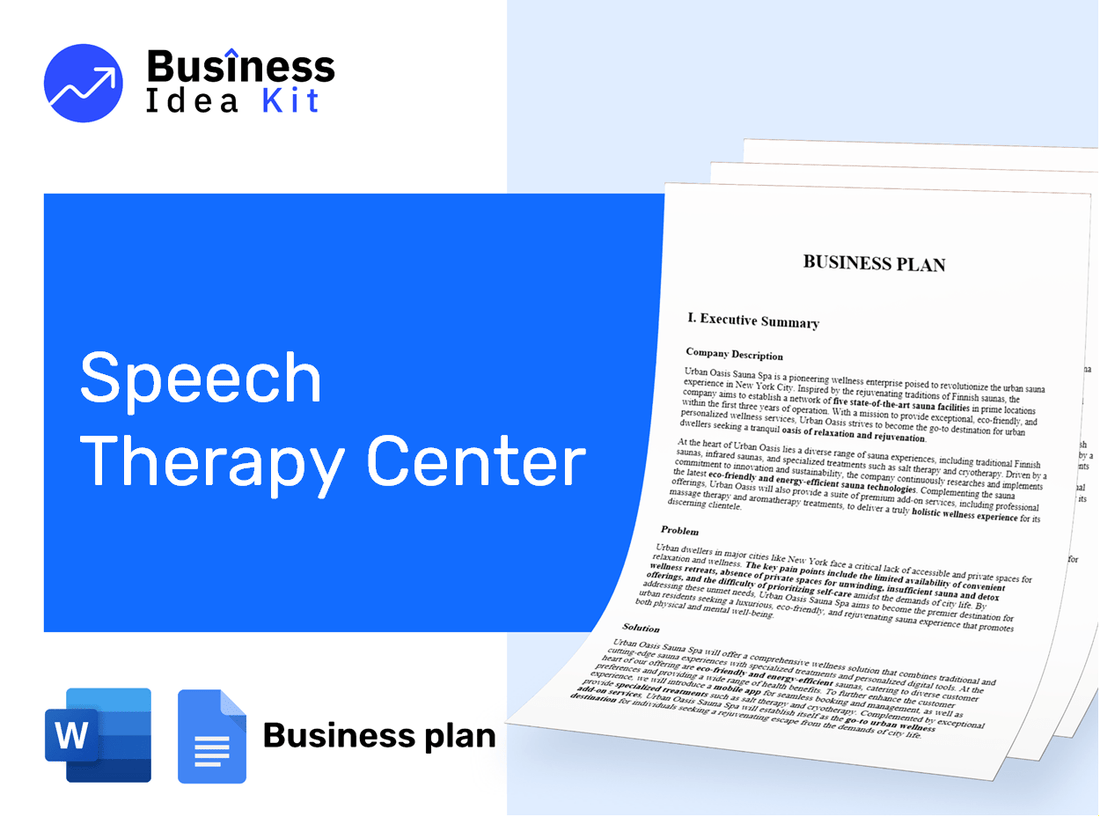 Speech Therapy Center Business Plan Example