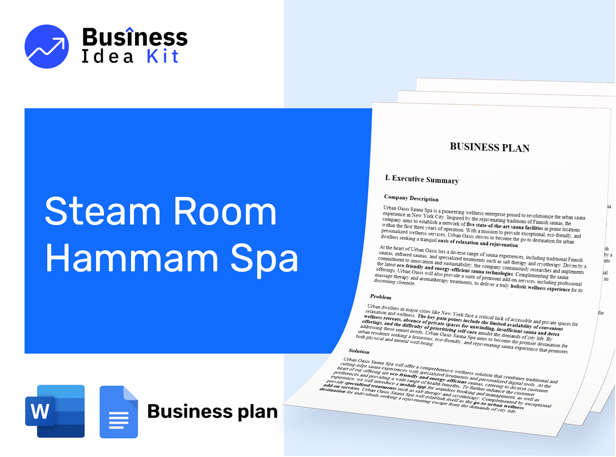 Steam Room Hammam Spa Business Plan Example