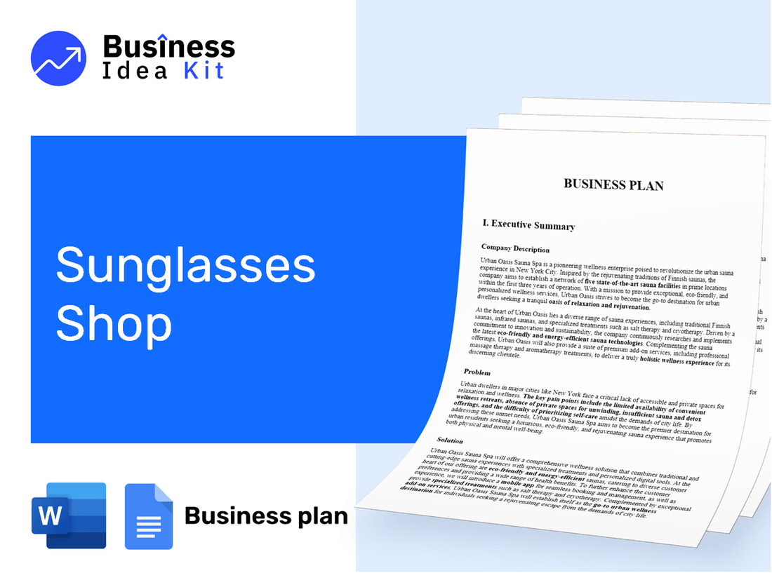 Sunglasses Shop Business Plan Example