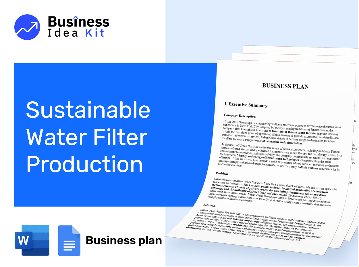 Sustainable Water Filter Production Business Plan Example