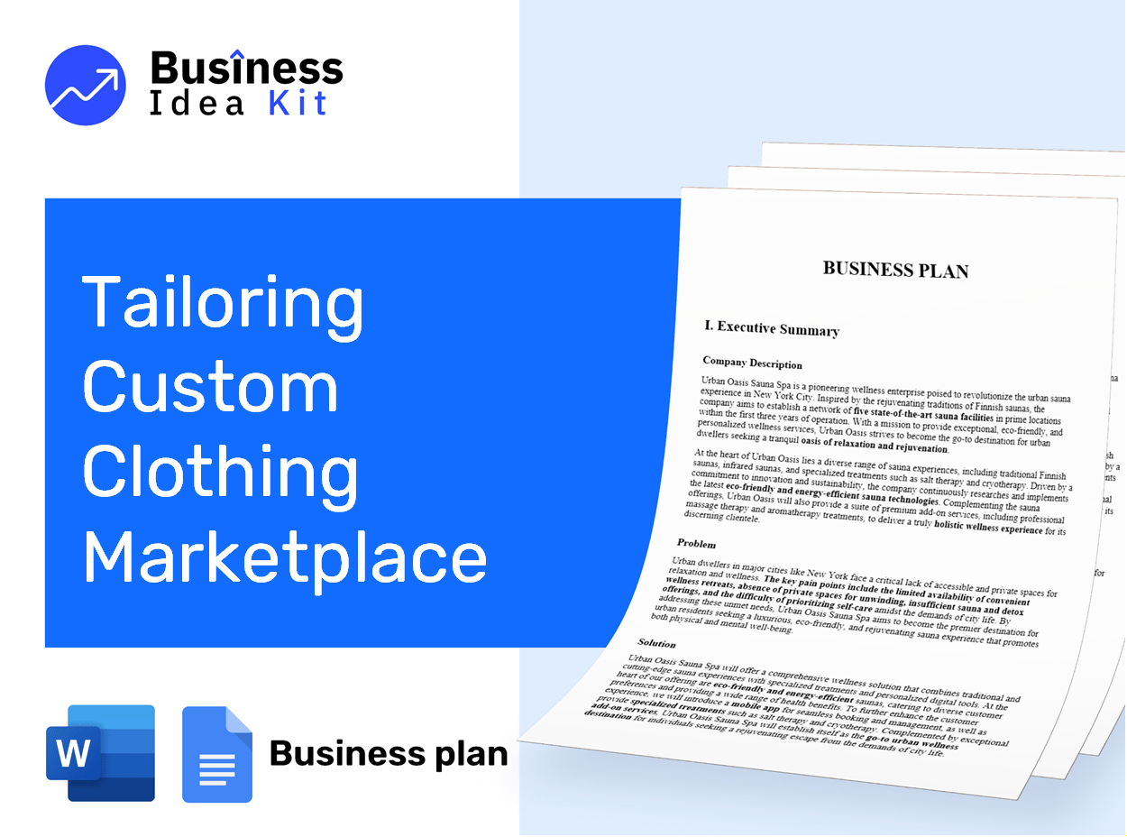 Tailoring Custom Clothing Marketplace Business Plan Example