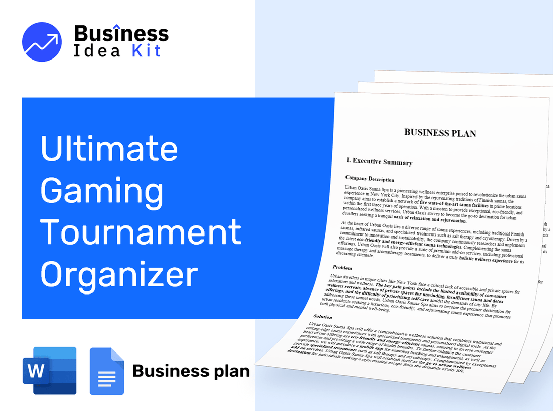 Ultimate Gaming Tournament Organizer Business Plan Example