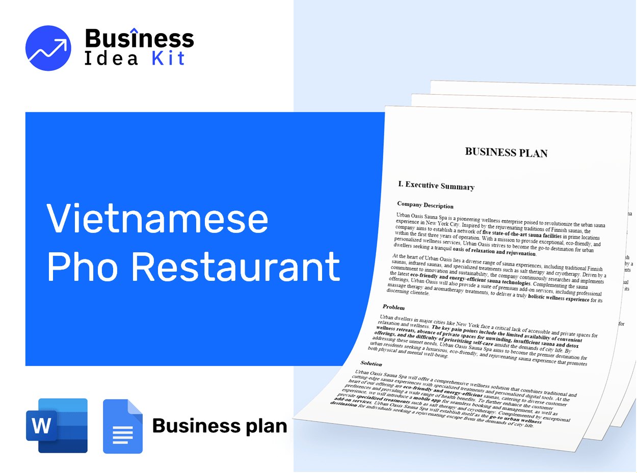 Vietnamese Pho Restaurant Business Plan Example