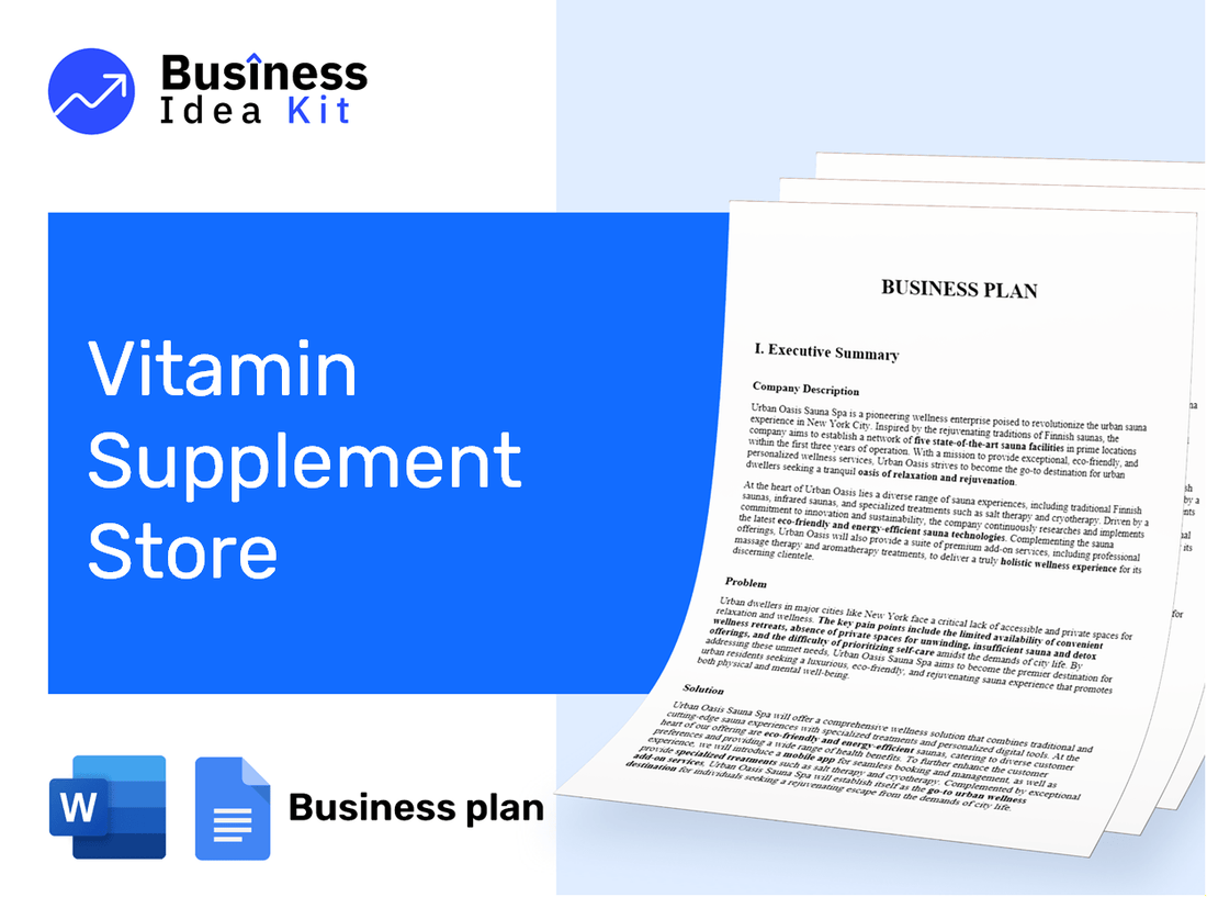 Vitamin Supplement Store Business Plan Example