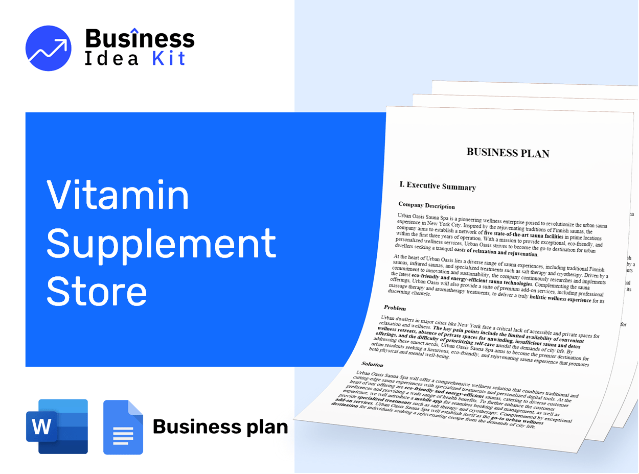 Vitamin Supplement Store Business Plan Example