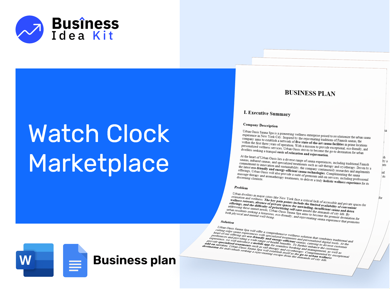 Watch Clock Marketplace Business Plan Example